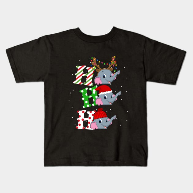 Elephant Ho Ho Ho Christmas Kids T-Shirt by TeeSky